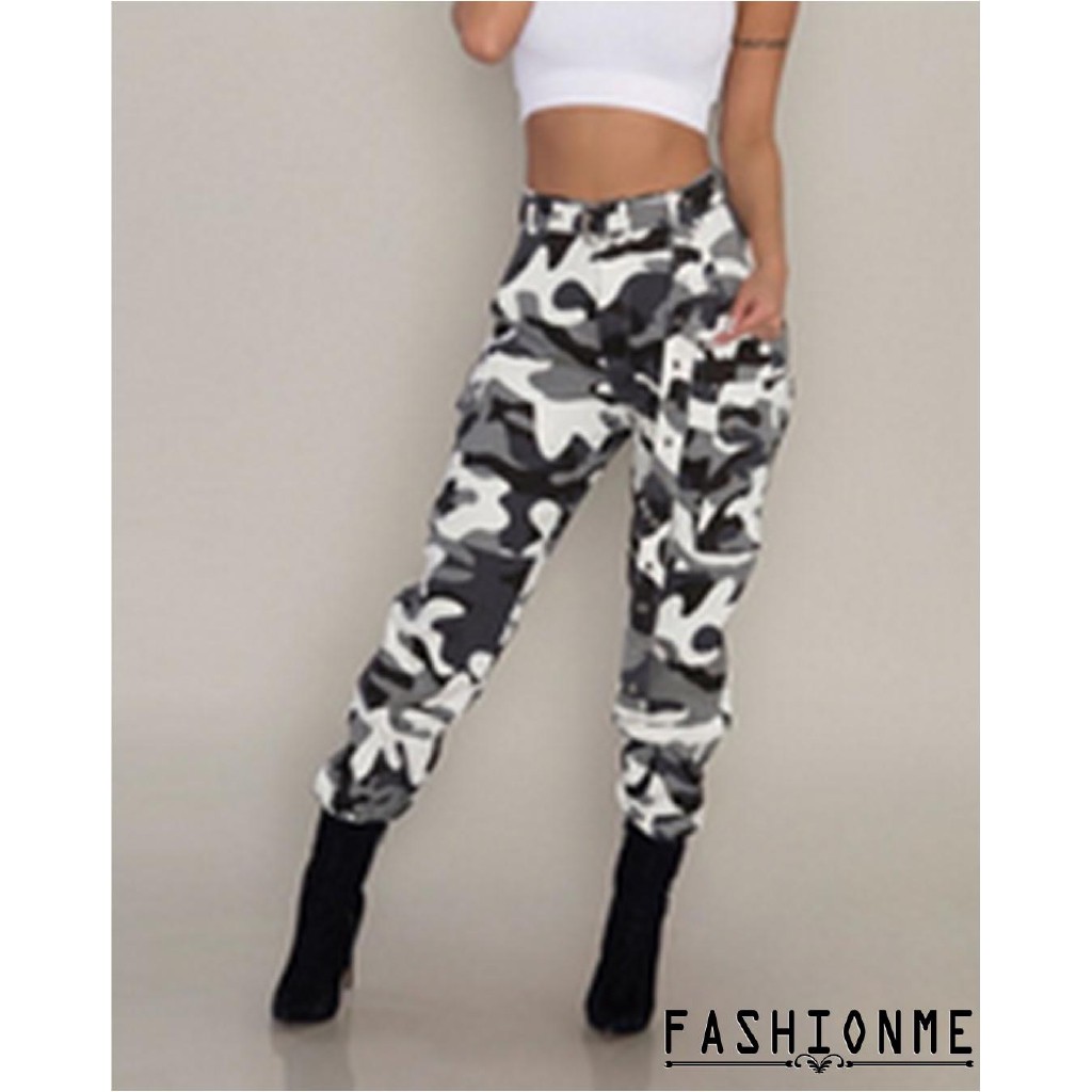 ღ𝓂ℰWomen Fashion Casual Soft Camouflage Military Camo Cargo Trousers Long Pants Jeans Hot Sale