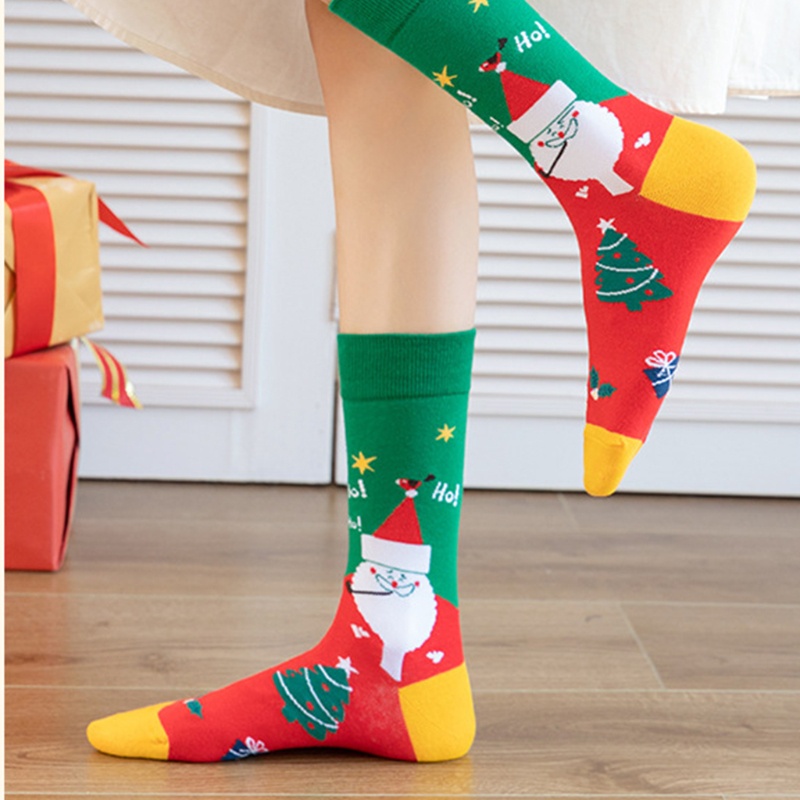 Vớ Nhiều Màu In Họa Tiết Hoạt Hình Ông Già Noel / Bánh Mì / Gừng Bông Tuyết Cho Người Lớn Trẻ Em whi Mới Lạ