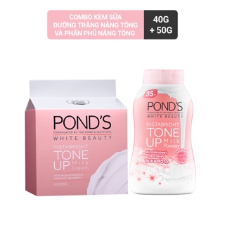 Combo Kem sữa dưỡng trắng nâng tông Pond's White Beauty 50g và Phấn phủ nâng tông Pond's White Beauty 40g