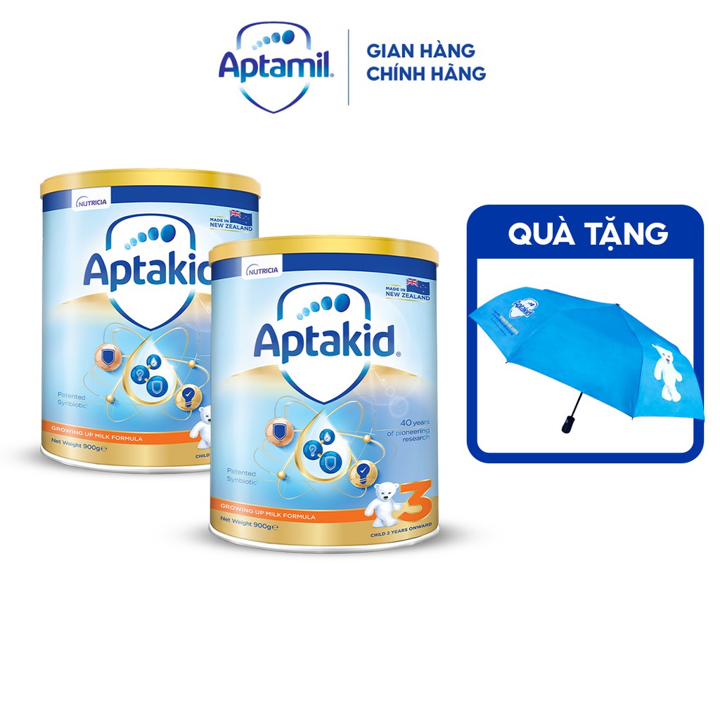 [Tặng Dù Gấp] Combo 2 Sữa bột Aptakid New Zealand hộp thiếc (900g/lon) cho bé từ 24 tháng tuổi