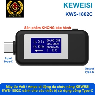 Máy đo dòng Volt/ Ampe KEWEISI KWS-1802C di động đa chức năng cổng USB-C