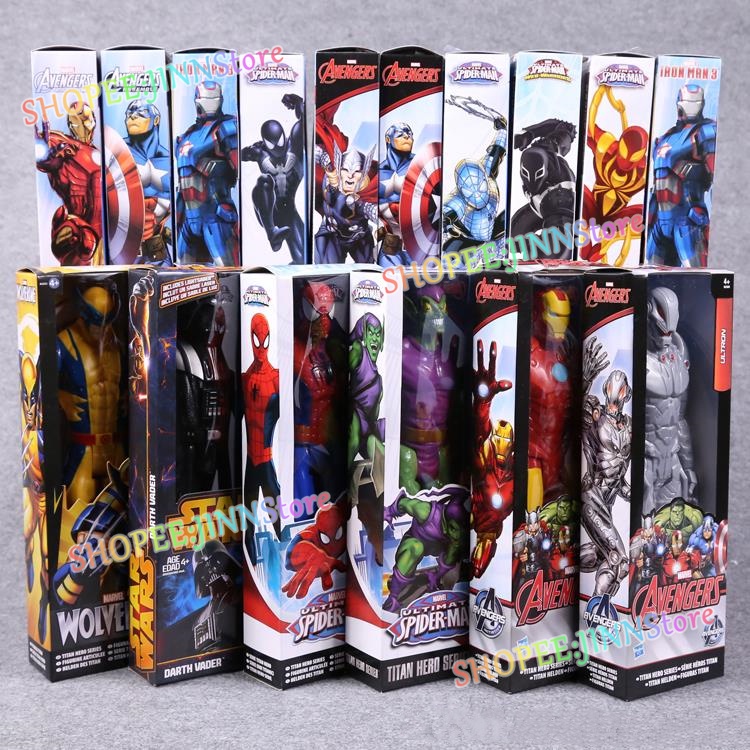 Đồ chơi mô hình nhân vật Thor/người sắt/người nhện/ Venom bằng PVC 12inch 30cm