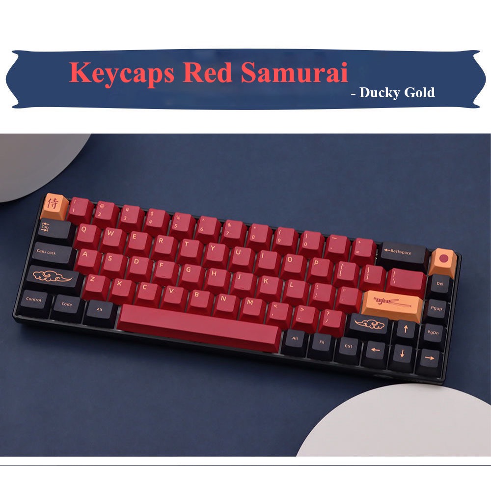 Keycaps PBT  Red Samurai Cherry Profile 139 Nút Dành Cho Phím Cơ