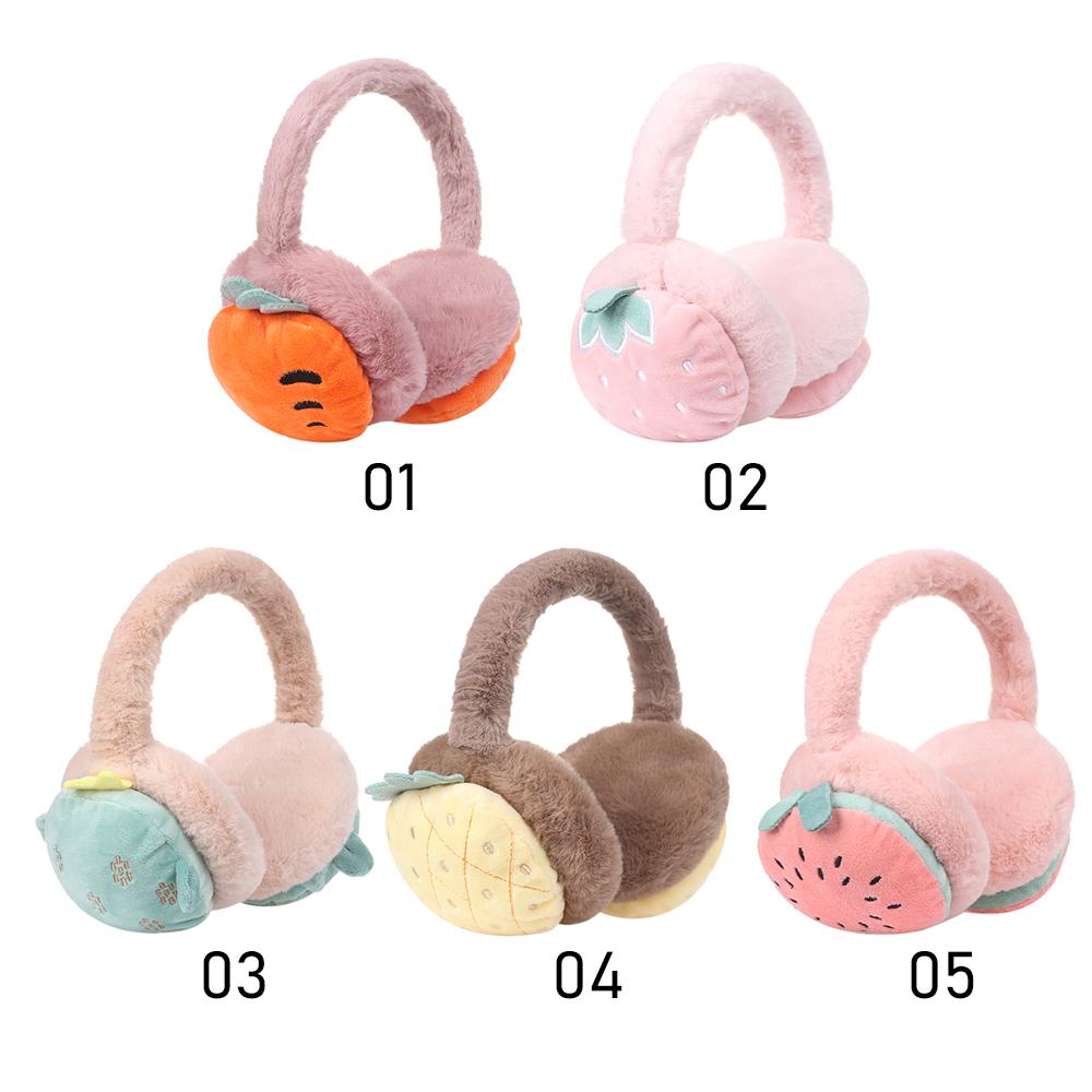 Bịt Tai Giữ Ấm Mùa Đông Thêu Họa Tiết Trái Cây Hoạt Hình Cho Bé