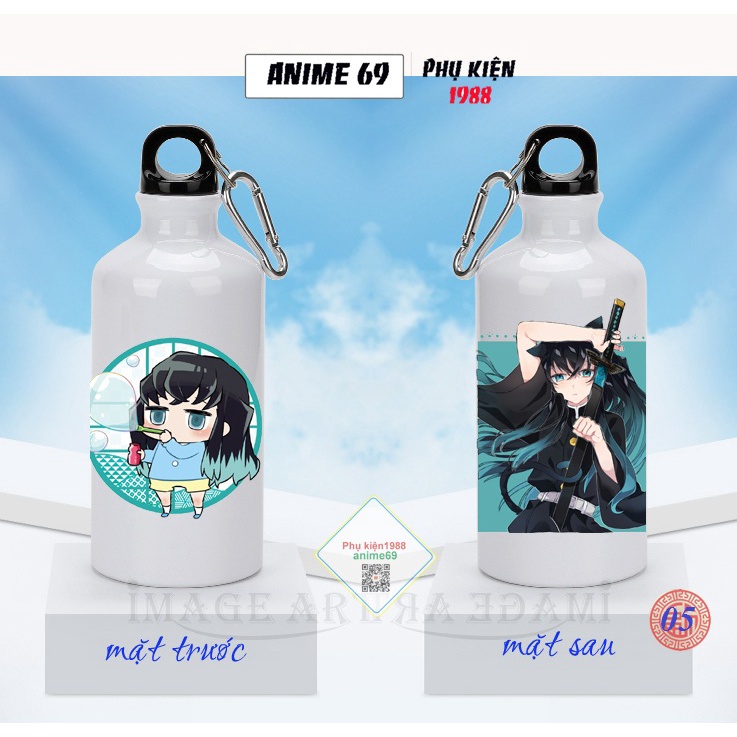 Bình nước thể thao nhôm in hình anime - kimetsu yaiba -500ml