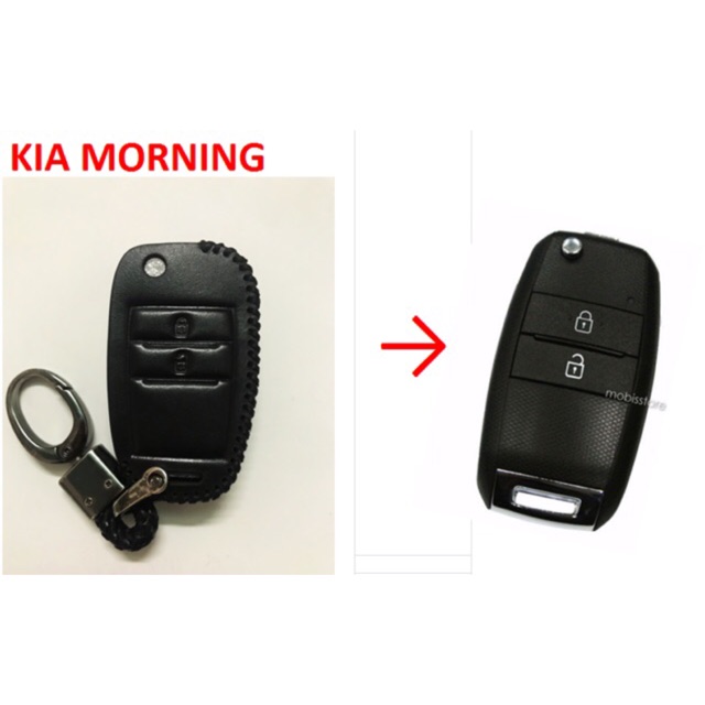 Bao Da kèm móc khóa Chìa Khoá Kia Moring 2 nút