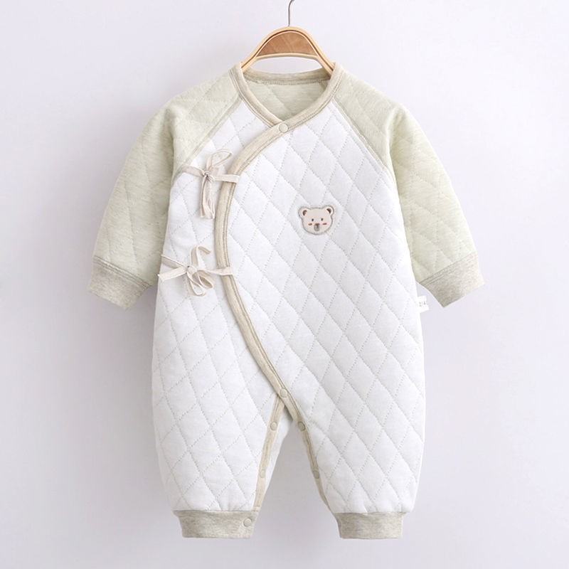 Áo ấm cho bé sơ sinh mùa thu và đông liền quần cotton xuân dễ thương dài tay romper <