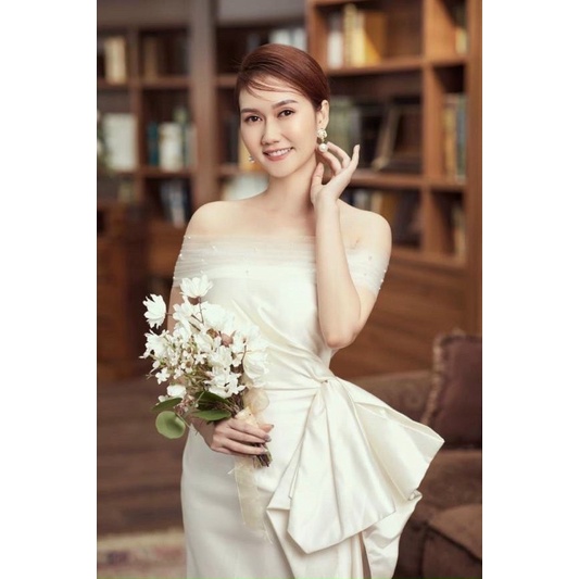 Ms1236y ĐẦM 2IN1 CÚP , BẸT VAI PHỐI NƠ EO   ( đầm, bẹt vai rời ) full size S/M/L/XL