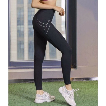 Quần Tập Gym Yoga Dài Phối Lưới Túi Nâng Mông, Quần Legging Thể Thao Aerobic In Chữ Ba Màu [Ảnh Chụp Thật] - OQ067