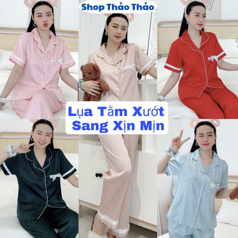 Bộ Đồ Ngủ Pijama - Đồ Mặc Nhà LỤA XƯỚT Cao Cấp Quần Dài Tay Cộc Hàng Có Đủ Size