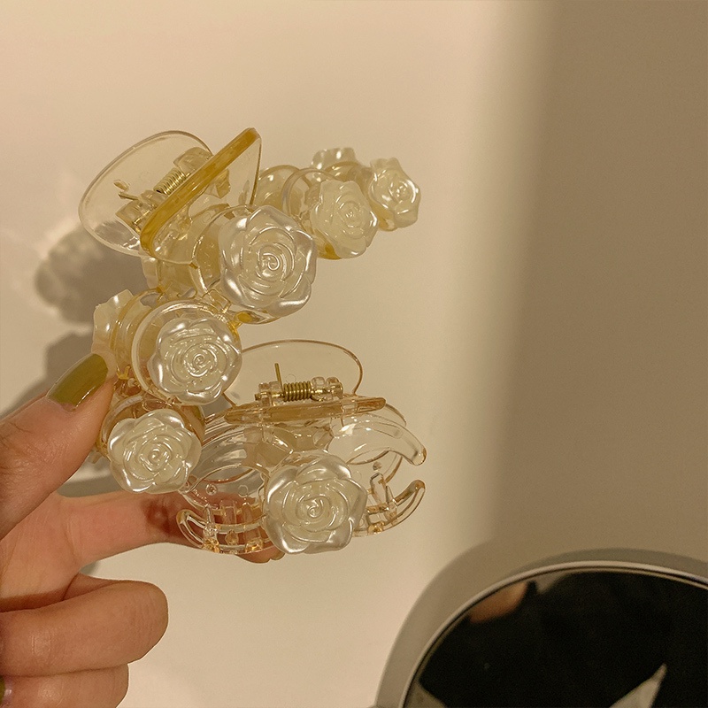 Kẹp Tóc Trong Suốt Đính Hoa Trà Trắng Thanh Lịch Kiểu Hàn Quốc Cho Nữ