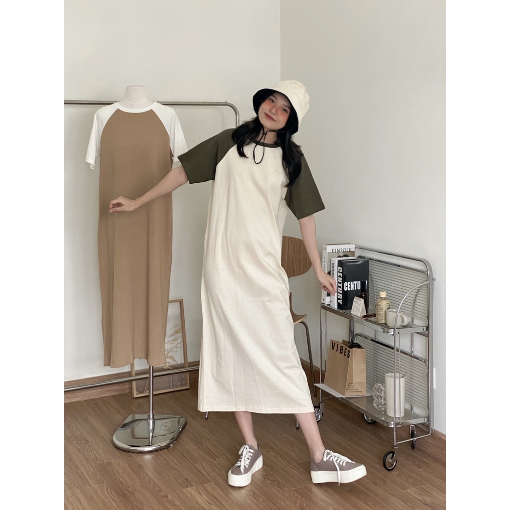 ĐẦM THUN PHỐI TAY MÀU XẺ TÀ SAU_DA640