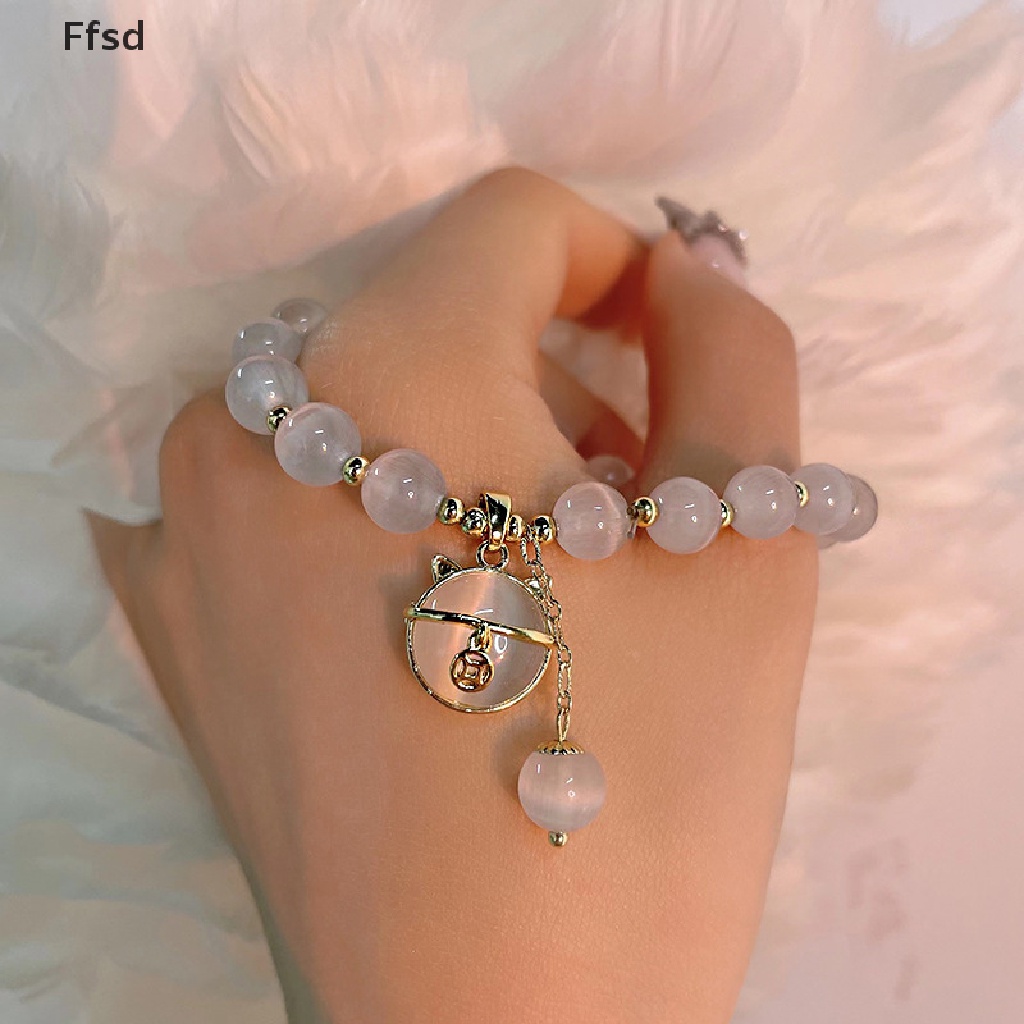 {Ffsd} Vòng Tay Chuỗi Hạt Đá Mắt Mèo Cảm Giác Chạm