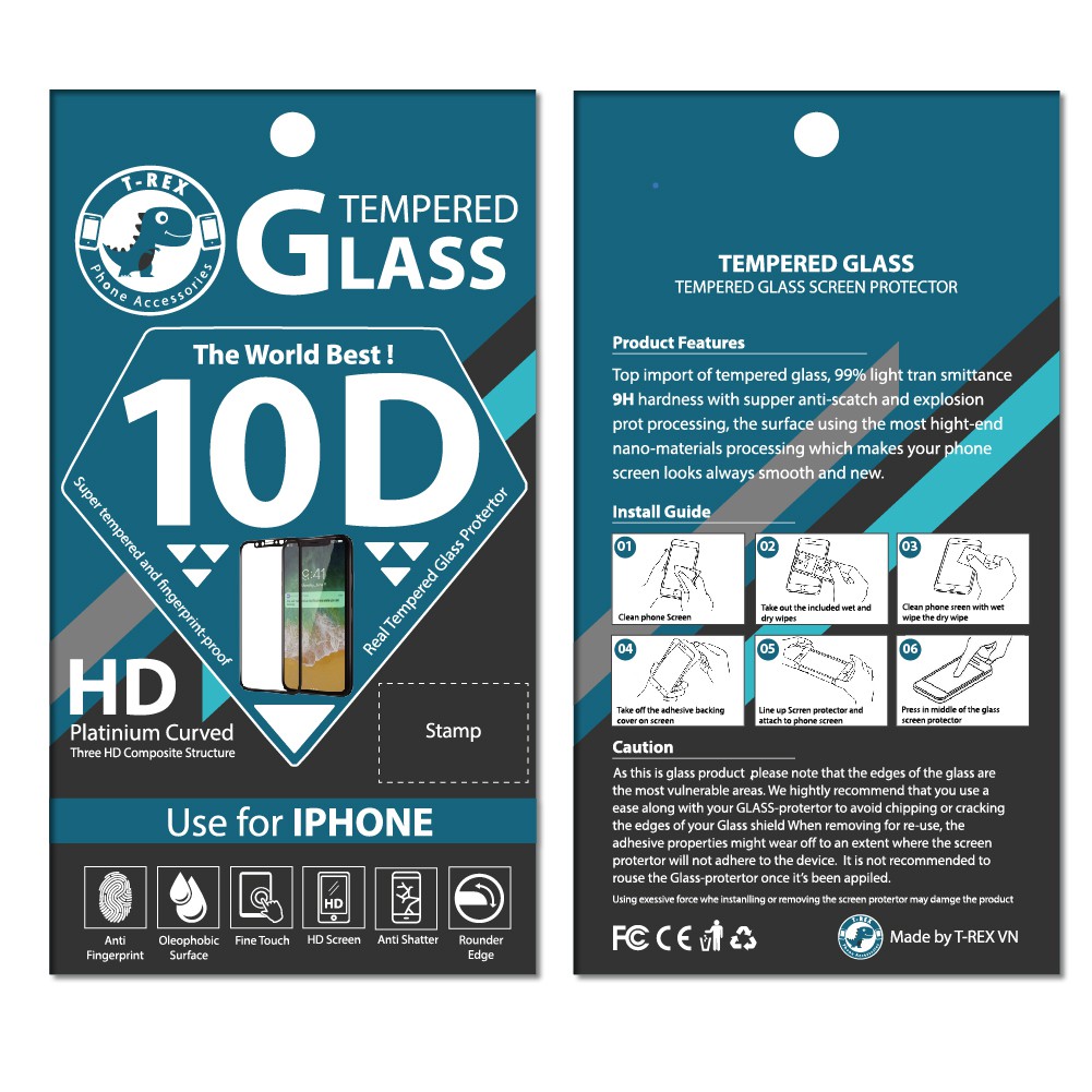 Kính Cường Lực T-rex 10D Dùng Cho Iphone -  6 7 8 PLUS X XS XR 11 PRO MAX