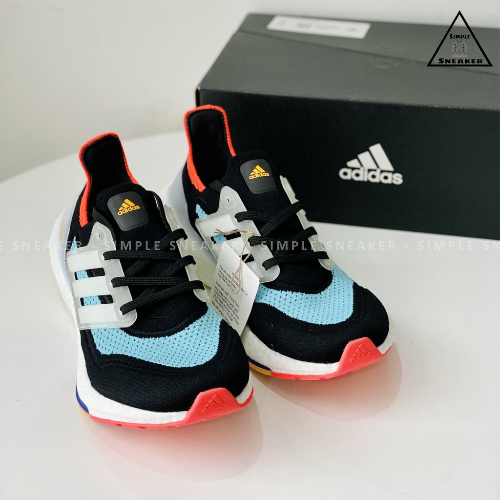 Giày Adidas Ultraboost 21 Black Pulse Aqua Chính Hãng💙SIMPLE SNEAKER💙Giày Chạy Bộ Ultra Boost 21 Màu Đen Thể Thao Nam