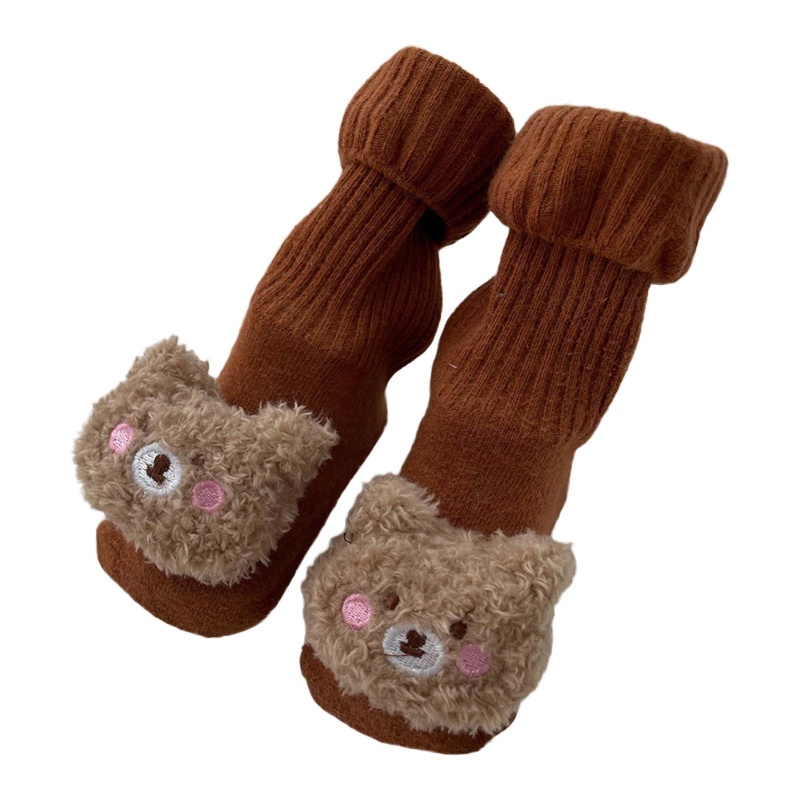 Vớ Cotton Mềm Mại Chống Trượt Hình Gấu Dễ Thương Cho Bé
