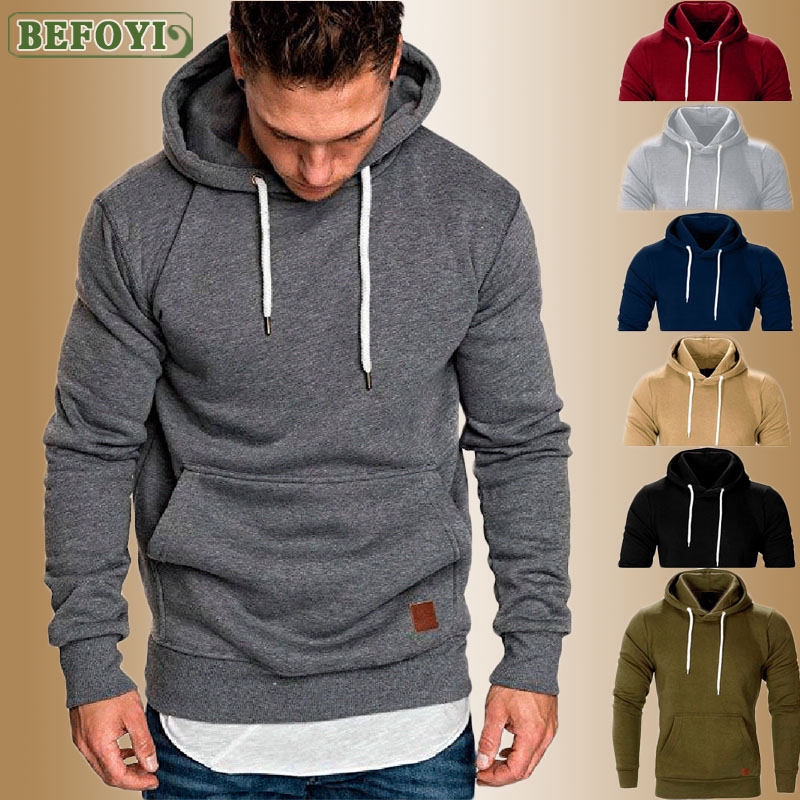 Áo hoodie BEFOYI dài tay màu trơn size m-5xl thời trang xuân thu 2020 thích hợp cho nam