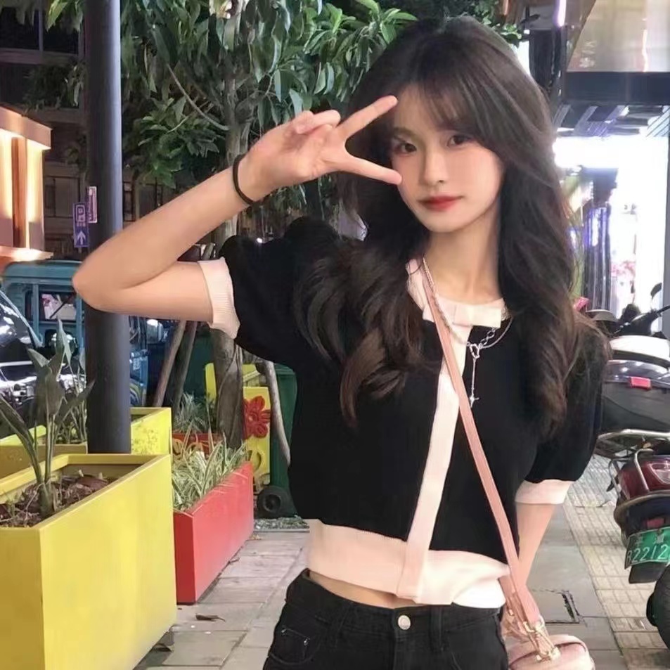 Áo Sơ Mi Ngắn Tay Ôm Eo Phong Cách Hàn Quốc Cổ Điển Dành Cho Nữ