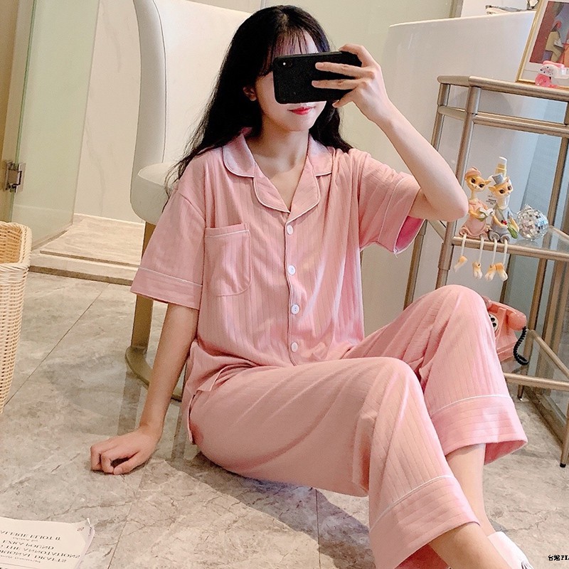 Bộ Đồ Mặc Ở Nhà Chất Liệu Cotton Dễ Thương Thời Trang Mùa Hè