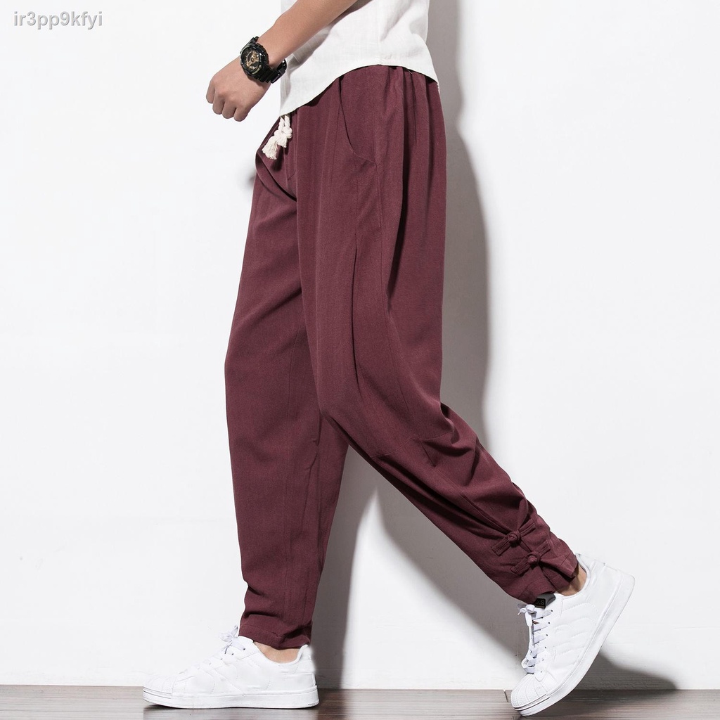 ✟ (HÀNG HOT)❧Trung Quốc phong cách retro quần nam giới quần vải lanh lỏng lẻo Tang phù hợp với người đàn ông béo cộng vớ