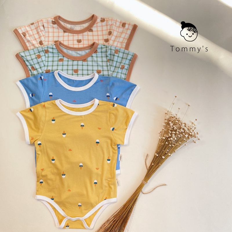Body chip tay ngắn cho bé trai bé gái 0-24 tháng thun cotton lụa xuất Hàn siêu mềm mát phom vừa Tommy House