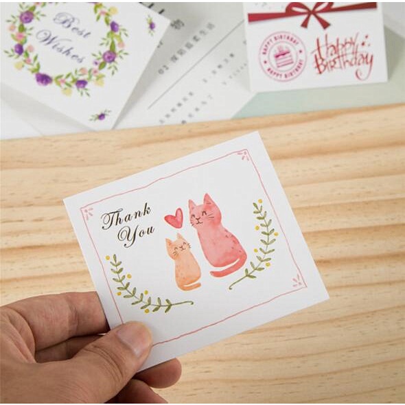 Thiệp Chúc Mừng Mini Đính Hoa Và Chữ Thank You