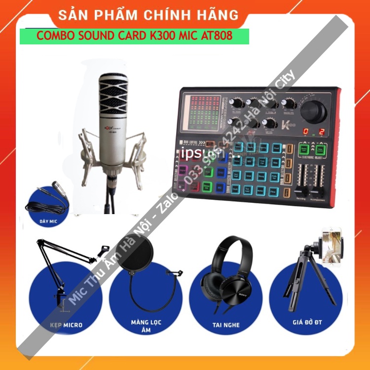 Trọn Bộ Sound Card K300 Mic AT808 . Chuyên Dùng Livestream , Thu Âm , Giả Giọng , Kèm Autotune , Dễ Dàng Sử Dụng