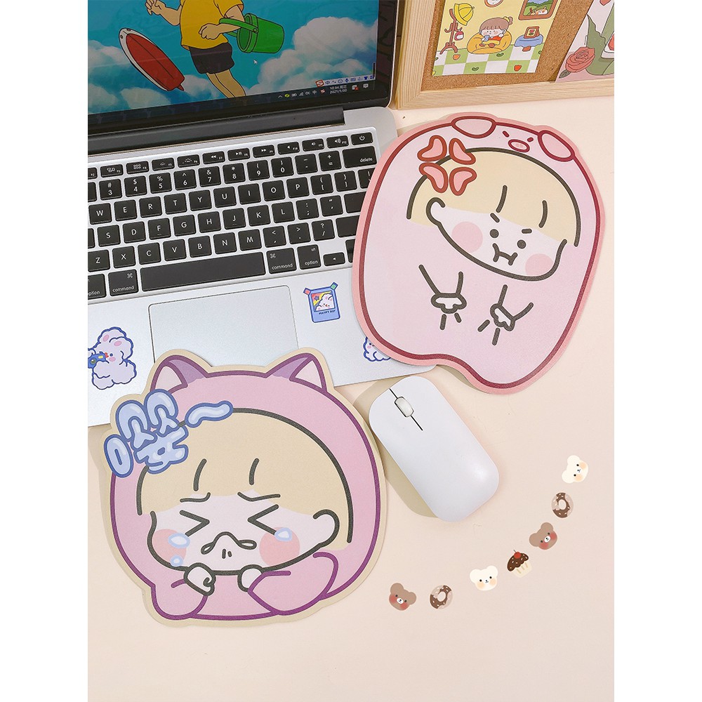 Tấm lót chuột, Bàn di chuột, Mousepad, Công chúa dễ thương cute phô mai que (20x20x0.3cm)