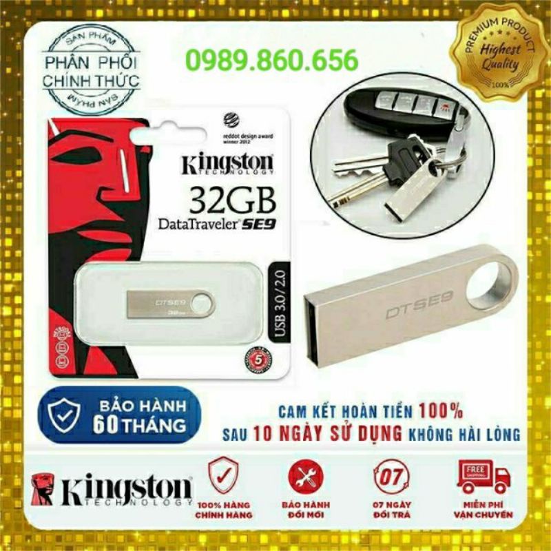 USB Kingston 2.0/3.0 dung lượng 64GB/ 32GB/16GB chống nước, bảo hành 5 năm - 1 đổi 1