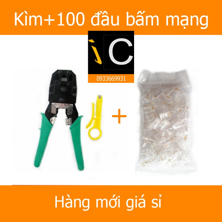 Combo Kềm Bấm Mạng và đầu bấm mạng Lan RJ45 loại tốt