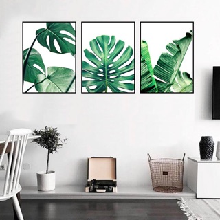 Bộ 3 tranh canvas lá 50 x 70 ( kèm khung viền đen) SR101
