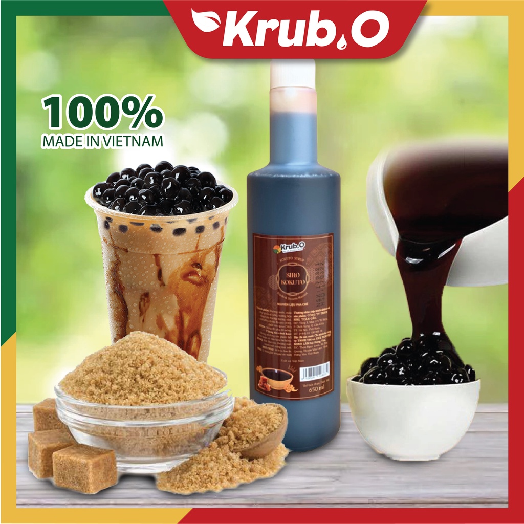 Siro Kokuto Krub.O nguyên liệu pha chế trà sữa đồ uống trà hoa quả cà phê chai 650ml