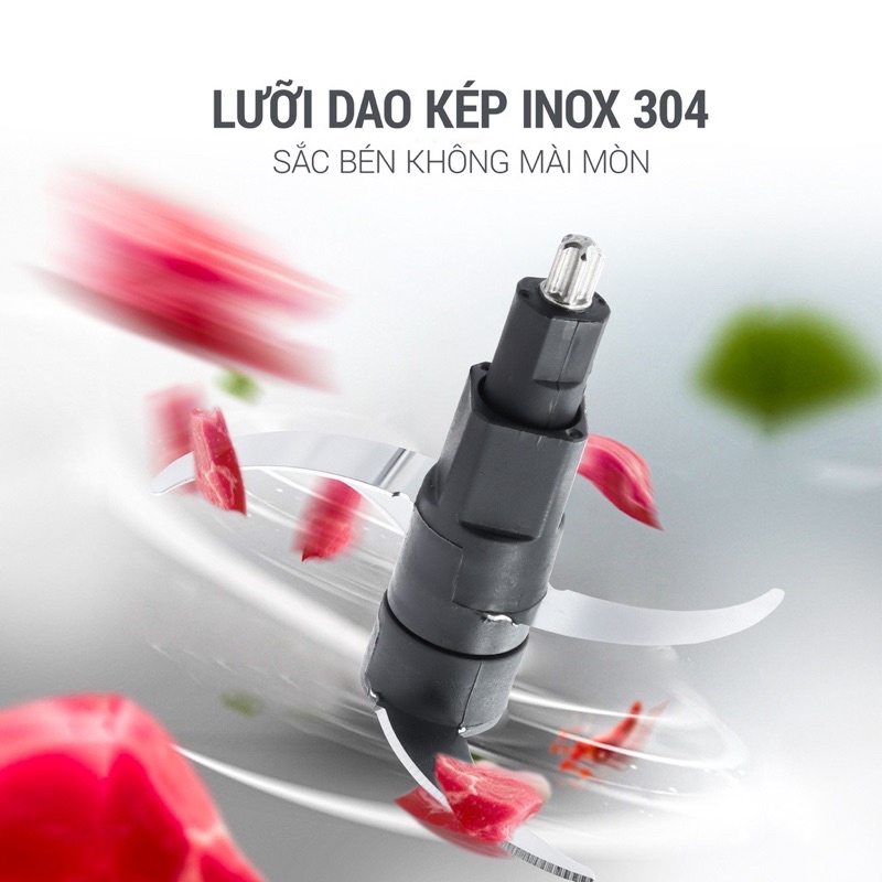 Máy xay thịt đa năng Lebenlang cối thủy tinh – LBUF1920 công suất 400W, dung tích 1200ml, bảo hành 2 năm