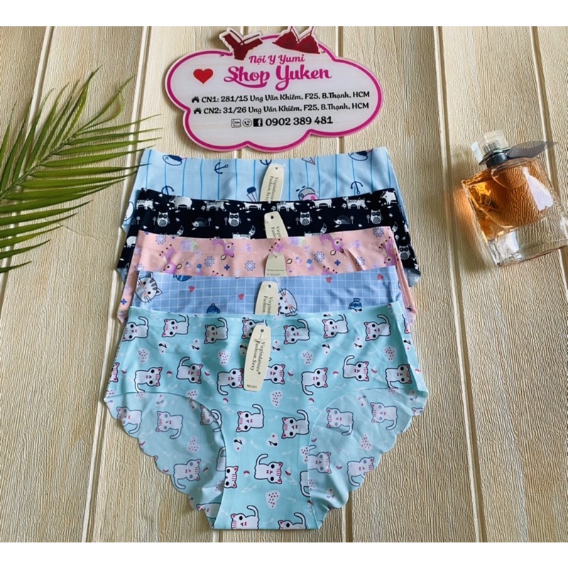 Q011. Combo 5 Quần Lót Su Nữ, Quần Lót Su không đường may mát mịn size 40-60kg Ad20