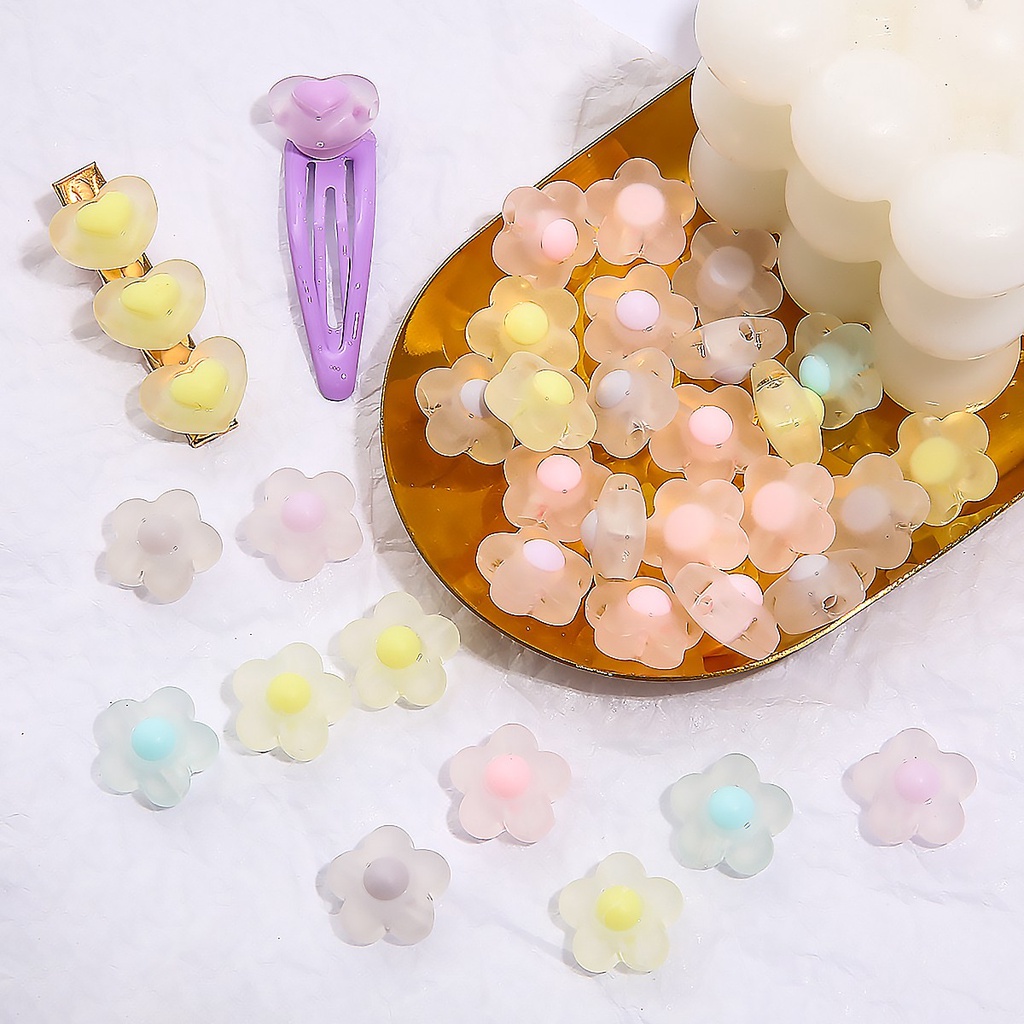 Hạt nhựa acrylic trong suốt hình hoa dành cho làm trang sức diy
