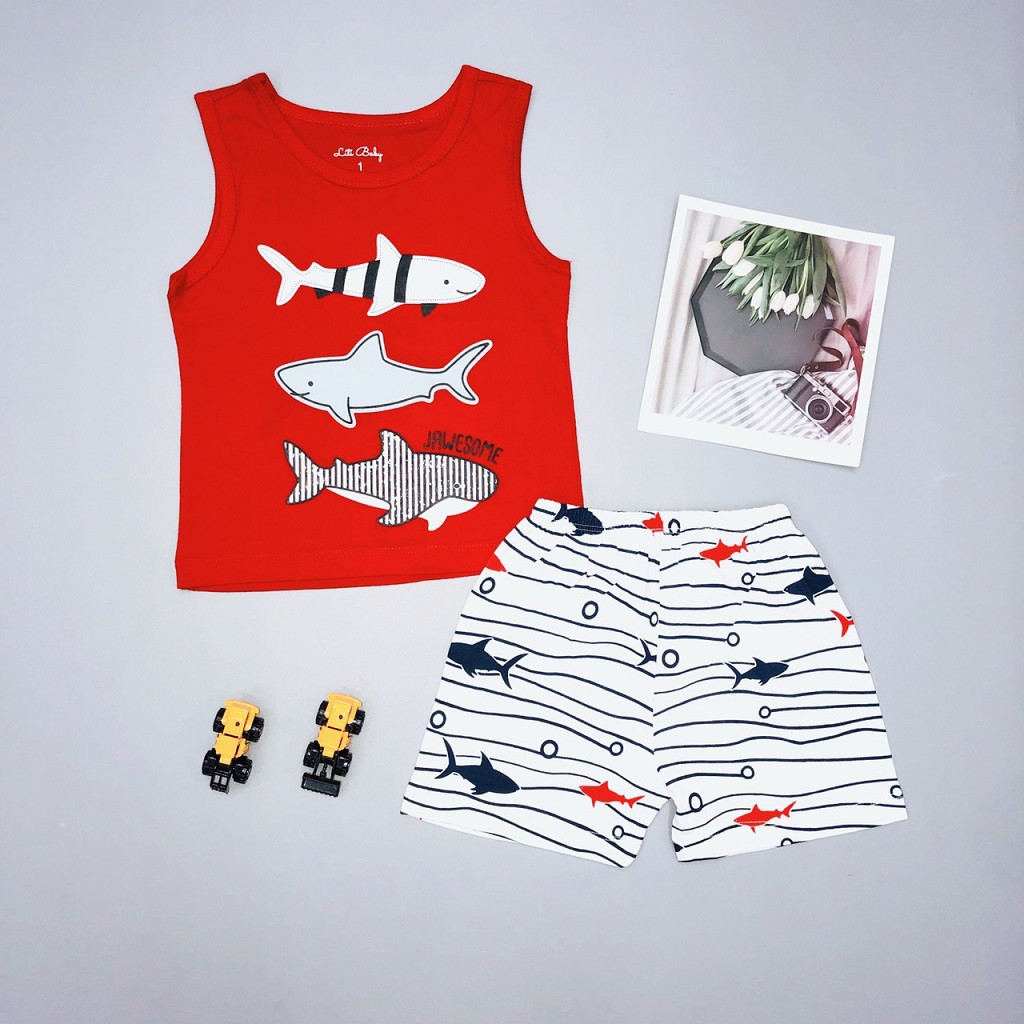 Đồ bộ bé trai, bộ ba lỗ cho bé chất thun cotton, nhiều màu, size 1-7 tuổi - SUNKIDS