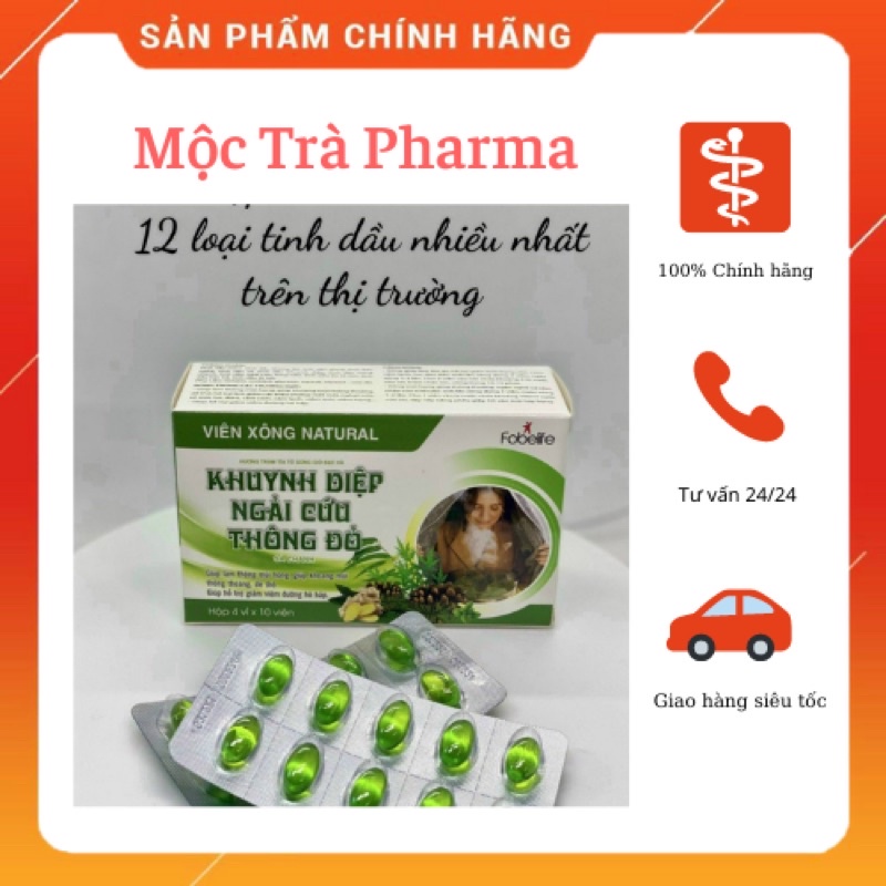 Viên Xông Thông Mũi Khuynh Diệp Ngải Cứu Thông Đỏ Natural- Hộp 40 viên (Dùng cho cảm mạo,cảm cúm,sát trùng mũi họng)