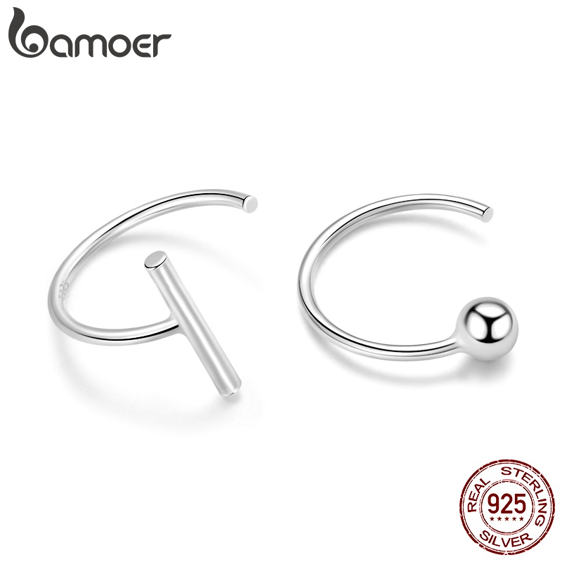 Bông tai Bamoer bằng bạc 925 thiết kế đơn giản thịnh hành