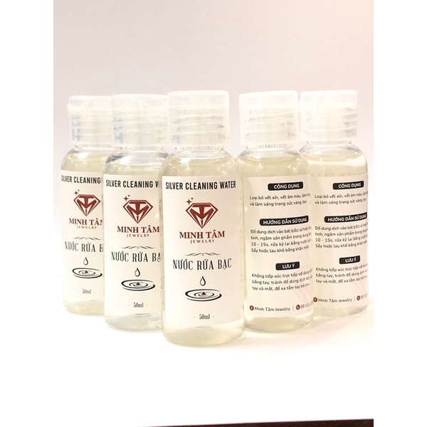 Nước rửa bạc làm mới trang sức lọ 50ml,Khăn lau bạc và nước rửa bạc- Minh Tâm Jewelry