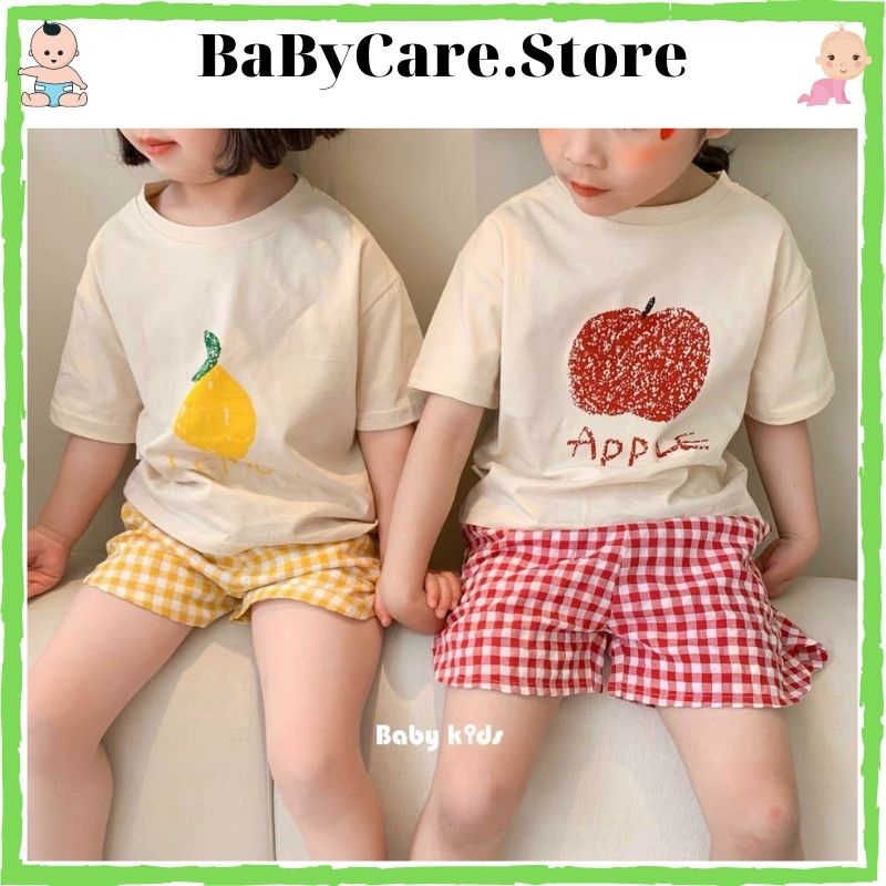 Sale! Bộ đồ cộc tay chất cotton tàu họa tiết hoa quả cực kỳ đáng yêu (From sz từ 5-20kg) (CT9)