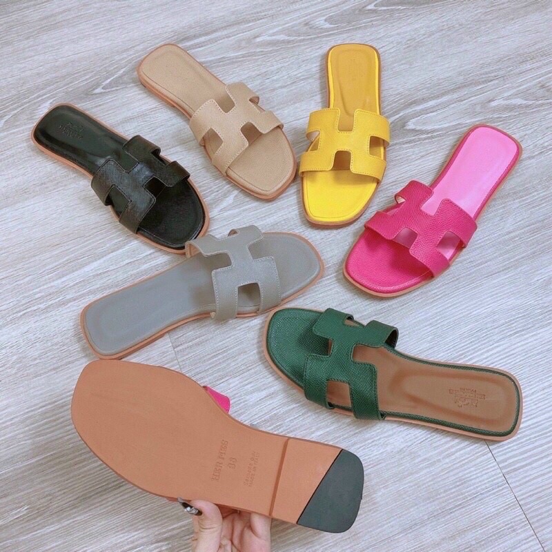 Dép H Nữ Nhiều Màu Da Sần Kèm Clip Thật