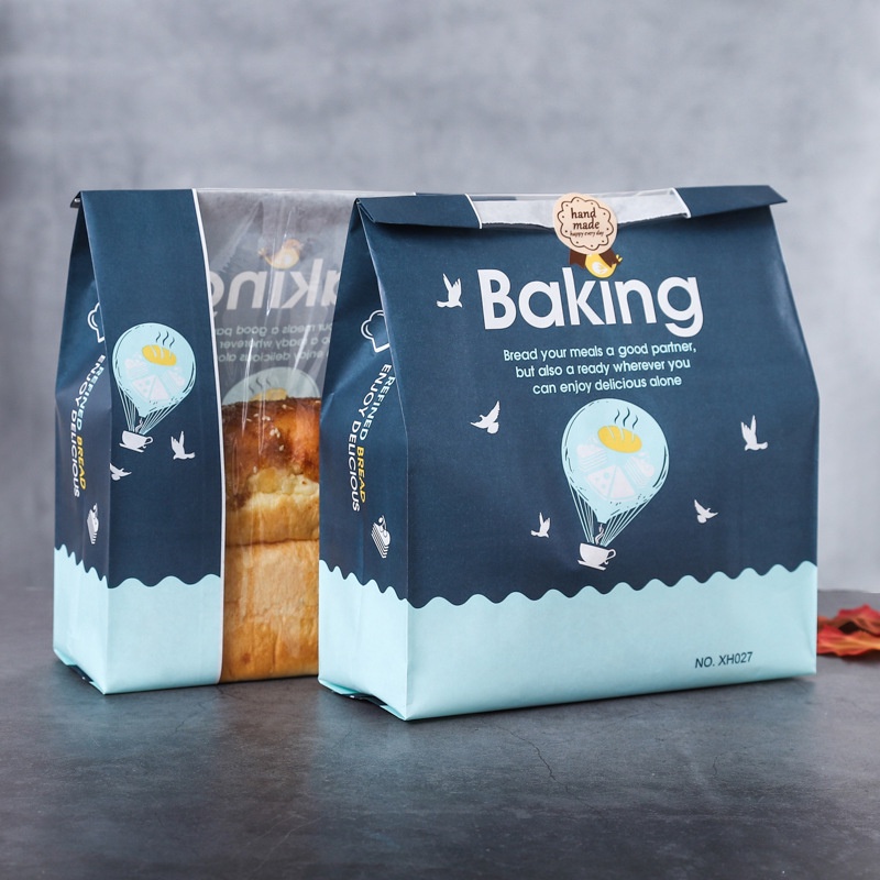 Set 50 túi đựng bánh mì Baking xanh dương dọc và ngang - Bếp bánh Thyna