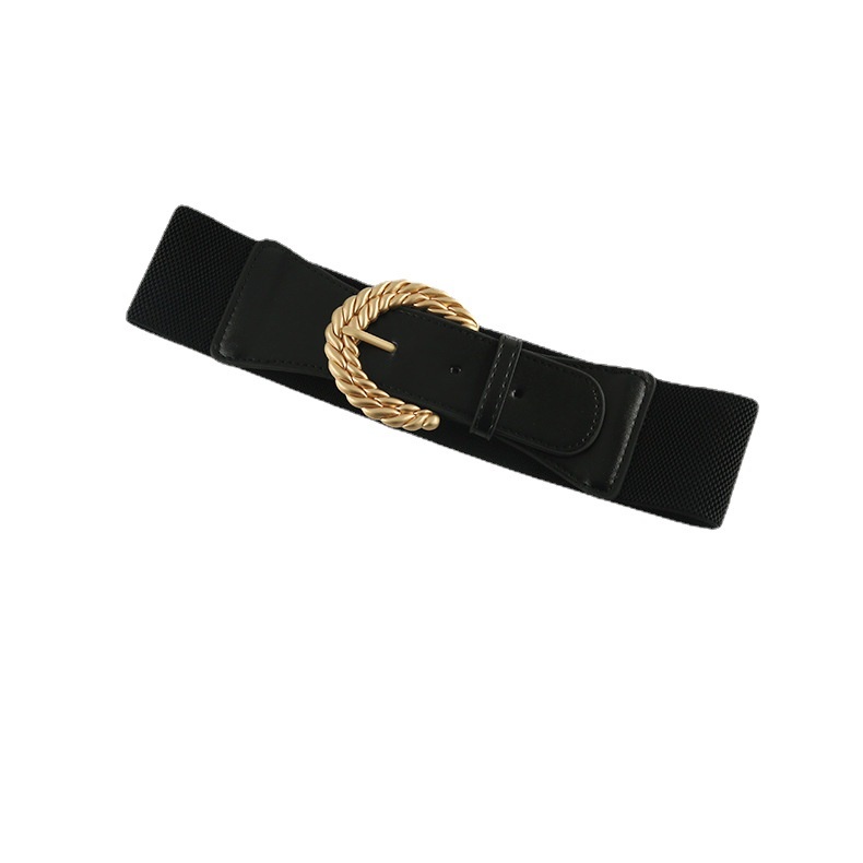 Đai váy bản to 6cm mặt vàng dạng gài lỗ phối blazer, đầm phong cách cổ điển retro DV101 - Thắt Lưng Giá Tốt