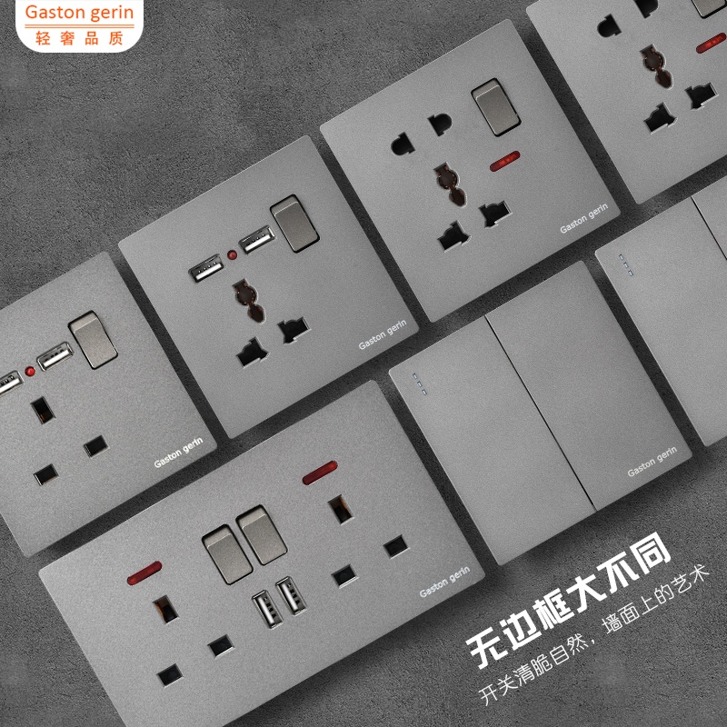 Ổ Cắm Sạc Ba Chân 86 Loại 13A Màu Xám Kiểu Anh Quốc Cho Macau