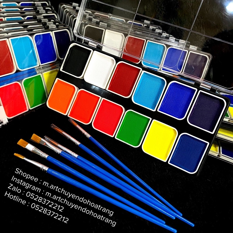 'SẴN' MÀU VẼ BODY PAINTING HÀNG XỊN TẶNG 5CỌ ĐI NÉT,VẼ MẶT VẼ CƠ THỂ HOÁ TRANG KHÔNG LEM KHÔNG TRÔI VỚI NƯỚC ẢNH THẬT! | BigBuy360 - bigbuy360.vn