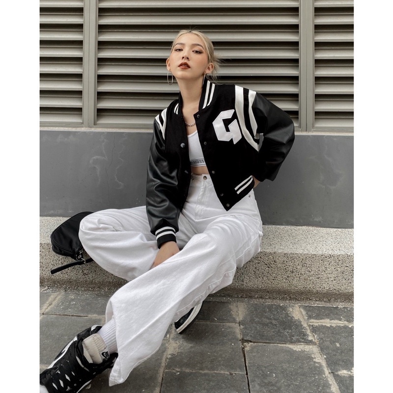 ÁO KHOÁC BOMBER DÁNG LỬNG CROPTOP CHO NỮ PHONG CÁCH STREETWEAR