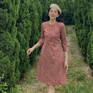 váy nhung tăm dáng suông A tay lỡ