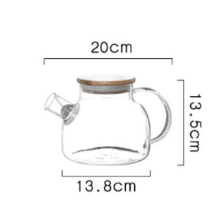 Ấm trà thủy tinh nắp gỗ 1000ml