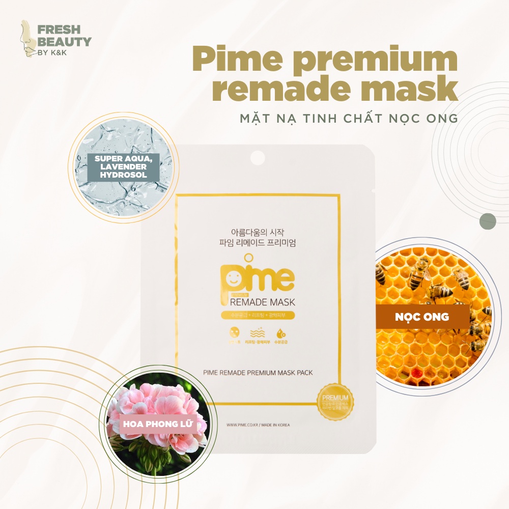 Mặt nạ tế bào gốc nọc ong Pime Remade Premium Mask Pack cấp ẩm, mờ thâm, tái tạo phục hồi da cho da mụn, nám, lão hóa 1M