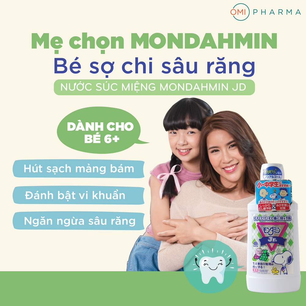 Nước Súc Miệng Cho Trẻ Em Từ 3 Tuổi Mondahmin JR Nhật Bản Hương Dâu 250ml